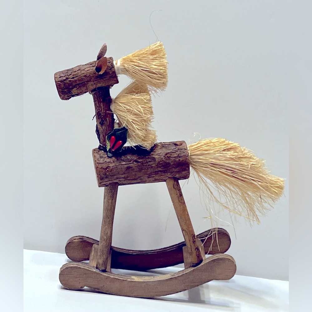 Rustic Wooden Rocking Horse Ornament